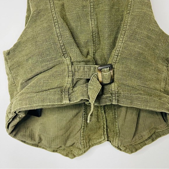 Free People We The Free Green Vest button front size small - Picture 9 of 9